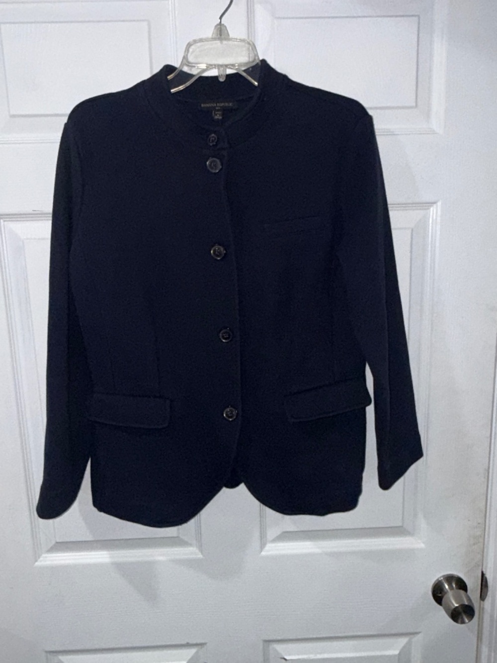 Banana Republic Pique Military Blazer - Navy Blue - Size: Large Petite